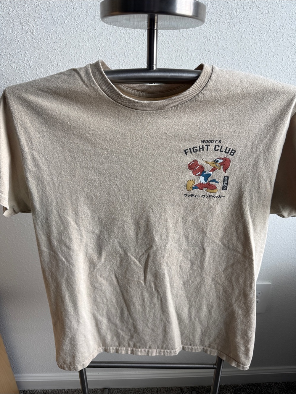 riot society Tan Graphic Tee with Colorful Boxing Cartoon